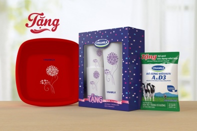 Tặng bộ bình ly cao cấp hoặc 2 thau vuông khi mua sữa bịch Vinamilk