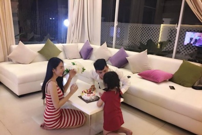 Công Vinh đón sinh nhật ấm cúng cùng Thủy Tiên và con gái sau giải nghệ
