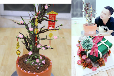 Cận cảnh bánh kem bơ cây đào, bánh chưng Tết Nguyên Đán 2017