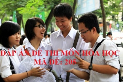 Đáp án môn Hóa học mã đề 205 THPT 2017 chính xác nhất