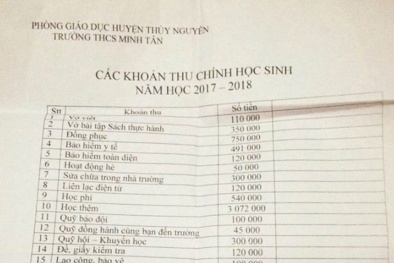Thu 9 triệu đồng/học sinh đầu năm học: Một hiệu trưởng bị đình chỉ