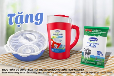 Tặng ngay 2 bộ thau rổ hoặc bình giữ nhiệt khi mua 1 thùng sữa bịch Vinamilk