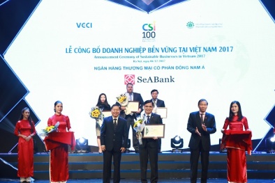 SEABANK được trao danh hiệu Top 100 doanh nghiệp phát triển bền vững 2017