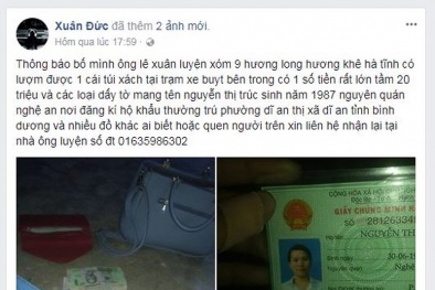 Nhặt được túi đựng nửa cây vàng và khoản tiền lớn, cụ ông 'lên Facebook’ tìm người trả lại