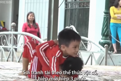 Đô vật nhí tranh tài ở vùng ven Hà Nội