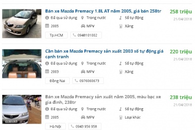 Ô tô cũ 7 chỗ này đang được rao bán nhiều tầm giá 200 triệu ở Việt Nam