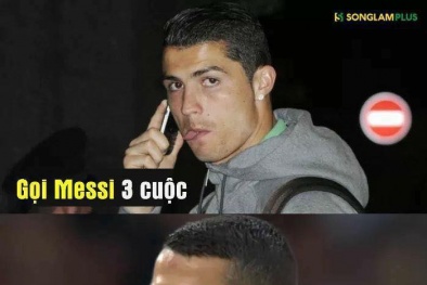 Ronaldo gọi Messi thì 'máy bận....', ảnh chế Messi là 'Miss Penalty' tràn ngập
