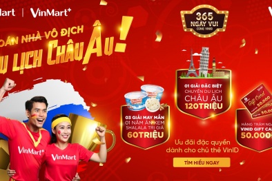 VinID tặng chuyến du lịch châu Âu, tivi 65 inch, ưu đãi 65% Vinpearl trong tháng 7
