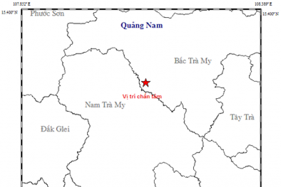 Xuất hiện động đất 3,1 độ Richter tại Quảng Nam