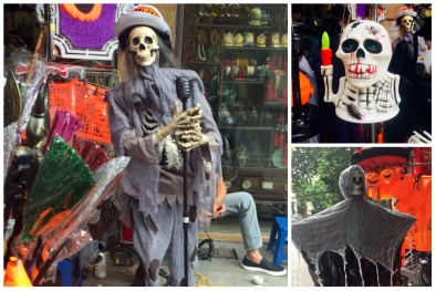 Tạo hình nhân vật ma trong phim hoạt hình 'Coco' đứng đầy phố Hàng Mã mùa Halloween năm nay