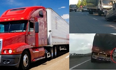 Nguy hiểm khó lường khi tài xế để cự ly quá ngắn với xe container, xe tải