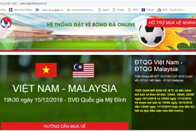 Trước giờ mở bán online, phát hiện trang đặt vé chung kết AFF Cup 2018 giả