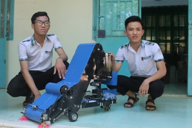 Sáng chế máy thu gom nông sản thông minh của học trò Ninh Thuận