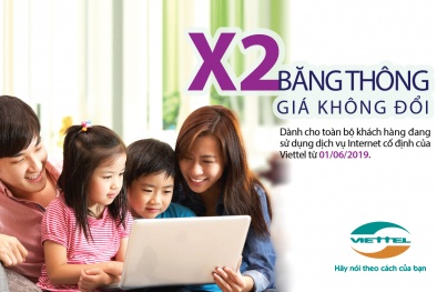 Viettel nhân đôi băng thông dịch vụ Internet giá không đổi từ 1/6