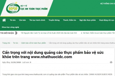 Cẩn trọng với nội dung quảng cáo thực phẩm BVSK trên trang www.nhathuocidc.com