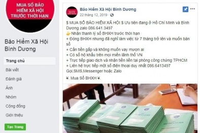 Cảnh báo mạo danh tài khoản facebook cơ quan BHXH thu gom sổ BHXH trục lợi