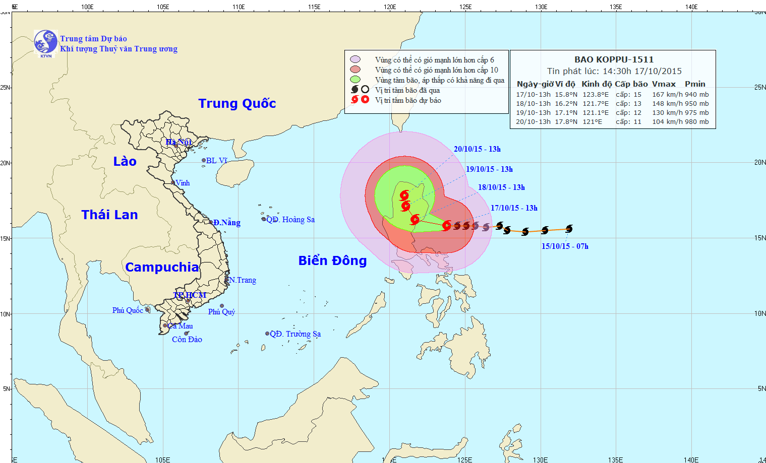 Tin bão mới nhất: Siêu bão Koppu giật cấp 17 hoành hành