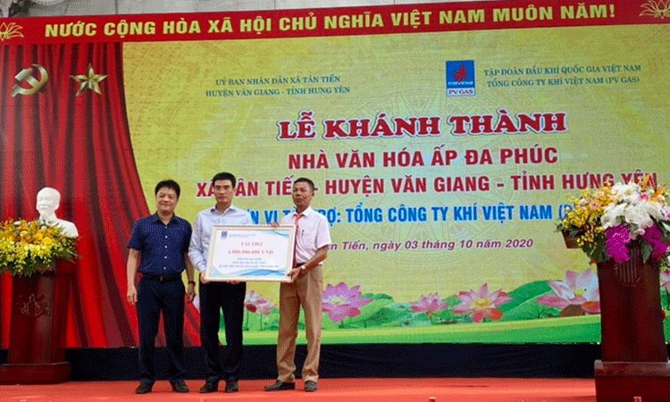 PV GAS tài trợ 4 tỷ đồng xây dựng Nhà văn hóa cộng đồng tại tỉnh Hưng Yên