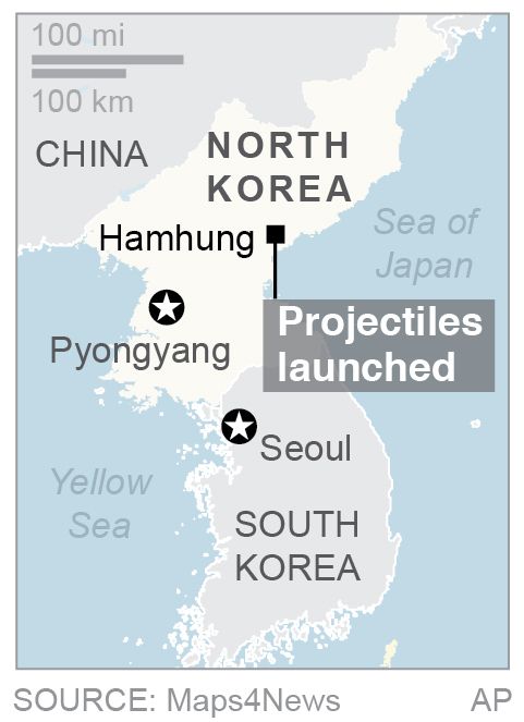 Các vị trí Triều Tiên phóng tên lửa
