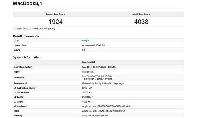 Điểm hiệu suất của MacBook 2015 c&ograve;n thấp hơn MacBook Pro 2011