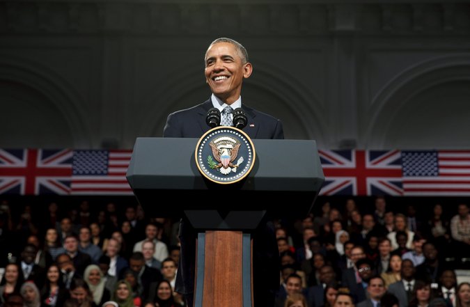 Ông Obama đã có cuộc gặp tại Royal Horticultural Halls (Anh) vào ngày thứ 7