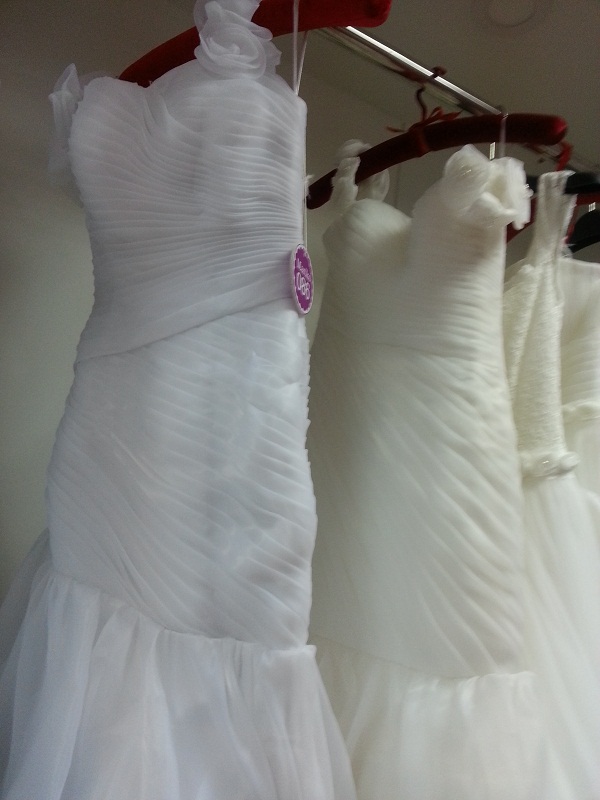 Hai kiểu váy này, một của Nhật Bản và một là của Trung Quốc, giá thành khác nhau nhưng người thuê dễ bị các hiệu thuê váy cưới qua mặt
