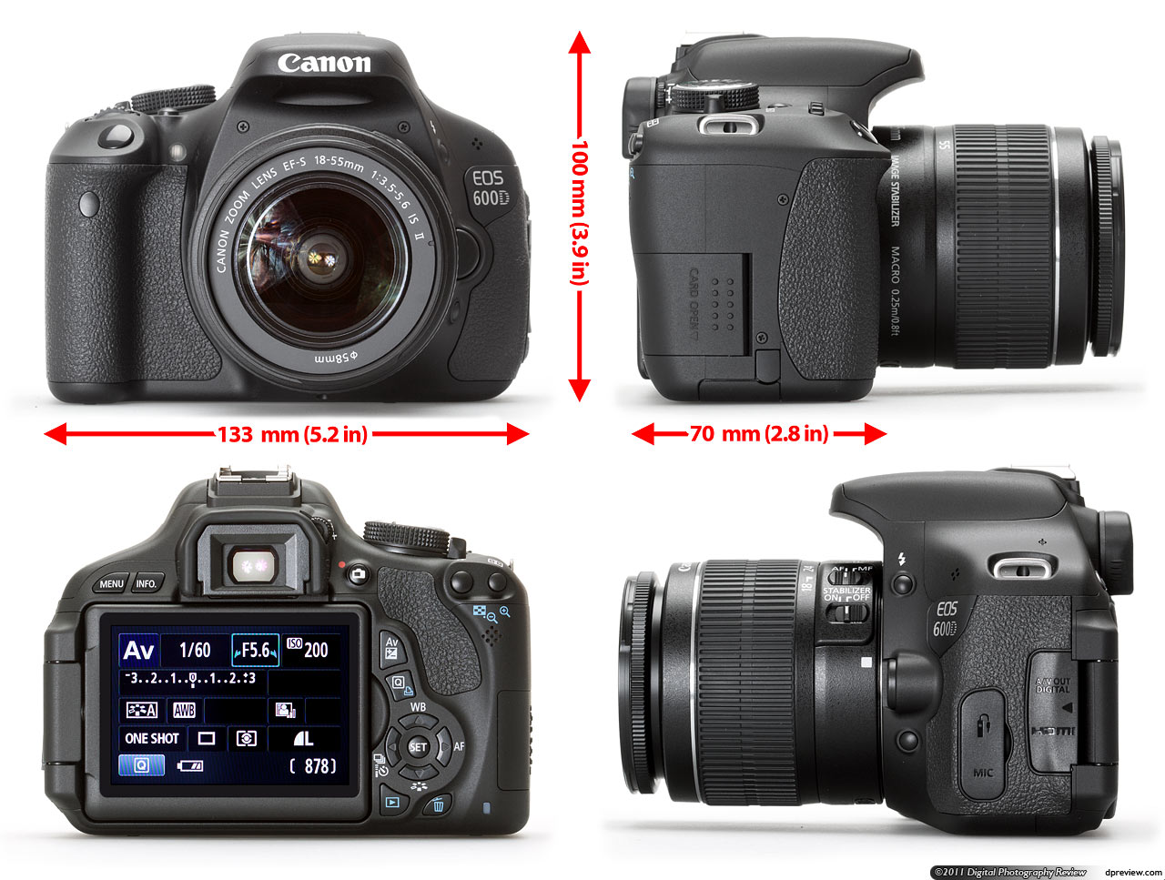 Canon EOS 600D được thiết kế tinh tế và thời trang
