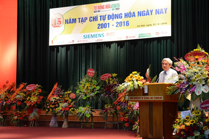 Ông Nguyễn Quân, Chủ tịch Hội tự động hóa Việt Nam phát biểu tại buổi lễ.