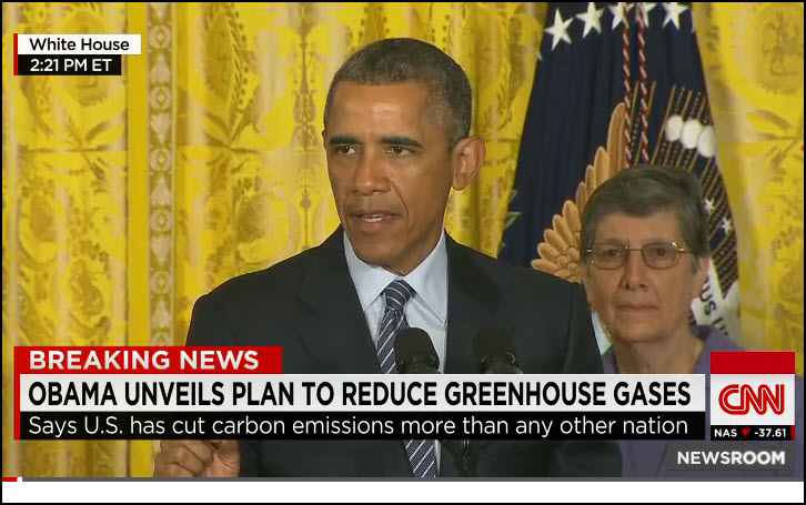 Tổng thống Obama phát biểu về kế hoạch năng lượng sạch. Ảnh: CNN