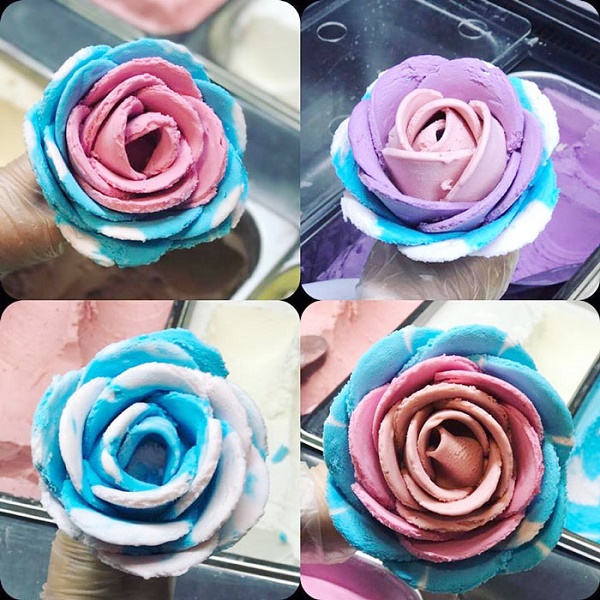 cách làm kem ốc quế hoa hồng