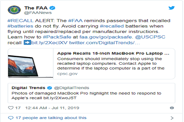 Một số MacBook Pro đã bị cấm trên các chuyến bay