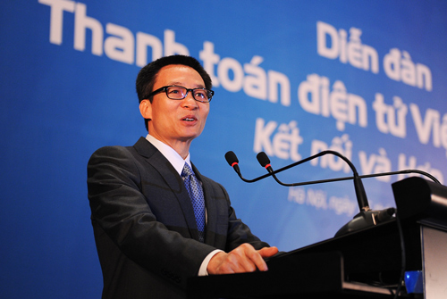Phó thủ tướng Vũ Đức Đam phát biểu khai mạc diễn đàn Thanh toán điện tử Việt Nam 2015