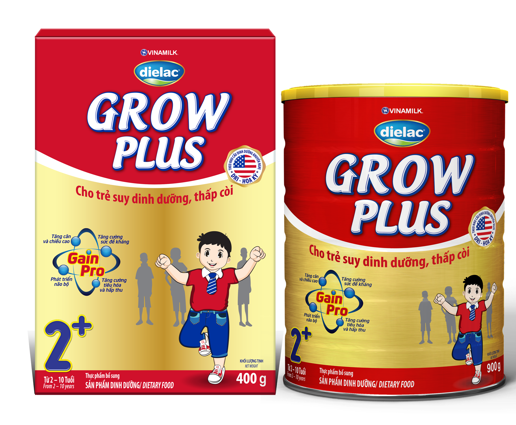 Dielac Grow Plus mang đến 4 lợi ích nổi trội cho trẻ suy dinh dưỡng thấp còi: Tăng cân và chiều cao; Tăng sức đề kháng; Phát triển não bộ; Tăng cường tiêu hóa hấp thu