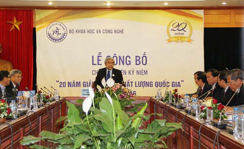 Bộ trưởng Nguyễn Quân tại lễ công bố Giải thưởng Chất lượng Quốc gia