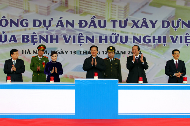 Thủ tướng Nguyễn Tấn Dũng, Phó Thủ tướng Vũ Đức Đam cùng phát lệnh khởi công 2 dự án bệnh viện lớn tại Hà Nam