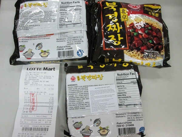 Mỳ tương đen Bắc Kinh mua tại Lotte Mart gây đau bụng, đi ngoài