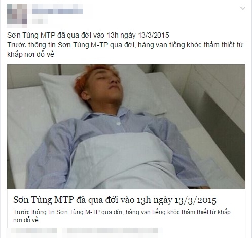 Sơn Tùng M-TP bị tung tin đồn thất thiệt, độc địa trên Facebook