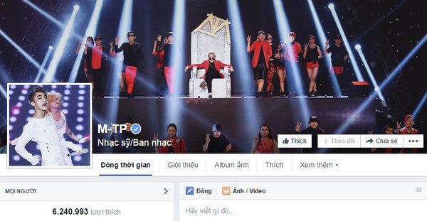 Sơn Tùng M-TP sở hữu lượng Fans khổng lồ, đạt mốc hơn 6 triệu lượt like trên facebook