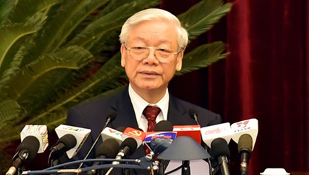 Tổng Bí thư Nguyễn Phú Trọng phát biểu khai mạc Hội nghị - Ảnh: VGP