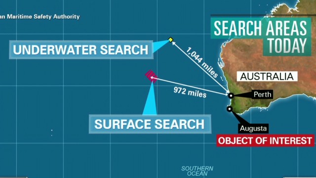 Vị trí được cho là tìm thấy hình ảnh mảnh vỡ máy bay MH370 Malaysia mất tích