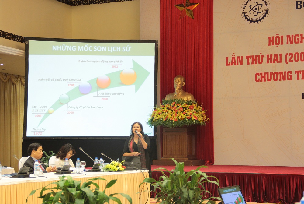 Bà Vũ Thị Thuận cho biết, hiện nay mỗi năm Traphaco đạt 2.000 tỷ đồng doanh thu nhờ áp dụng sáng tạo và cải tiến năng suất, ứng dụng khoa học công nghệ