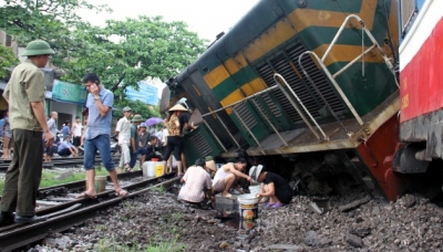 Hiện trường vụ tai nạn đường sắt ở TP Thái Nguyên