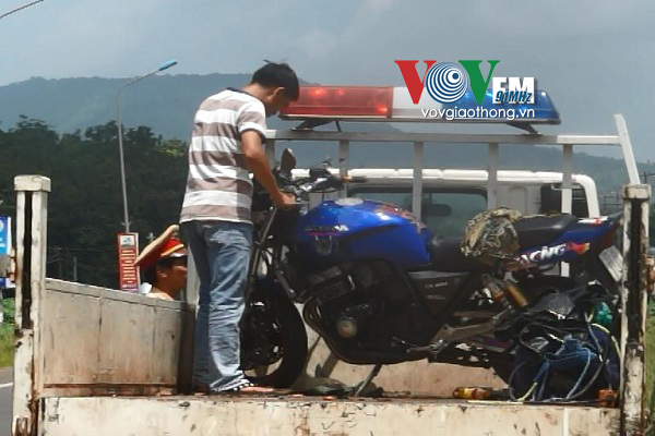 Chiếc xe mô tô phân khối gây ra vụ tai nạn giao thông trên quốc lộ 20