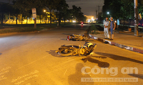 Hiện trường vụ tai nạn giao thông khiến nạn nhân Nguyễn Thái Học hôn mê sâu