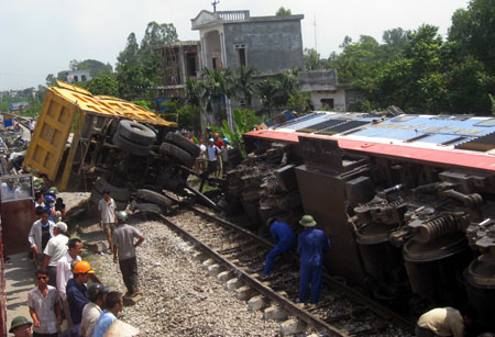 Hiện trường một vụ tai nạn giao thông đường sắt