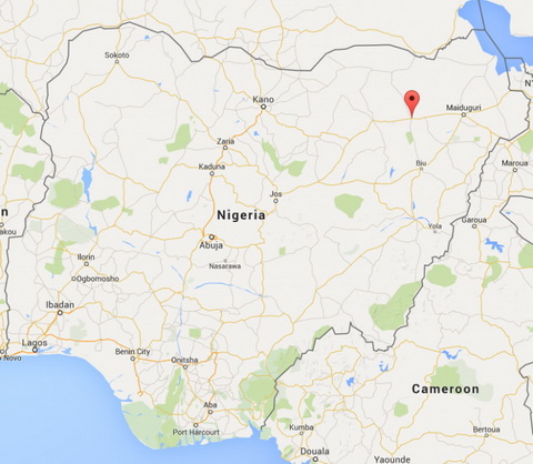 Vị trí xảy ra vụ bé gái 14 tuổi đánh bom liều chết khiến hơn 30 người thương vong ở Nigeria