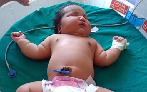 Bé gái sơ sinh 6,8kg vừa chào đời ở Ấn Độ. Ảnh: Telegraph