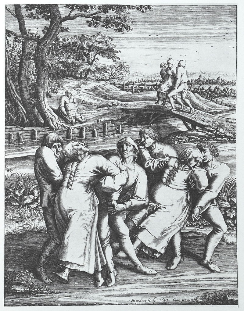 Bức tranh miêu tả ba người phụ nữ bị nhiễm bệnh Vũ điệu Tử thần vào năm 1518 của họa sĩ Hendrik Hondius