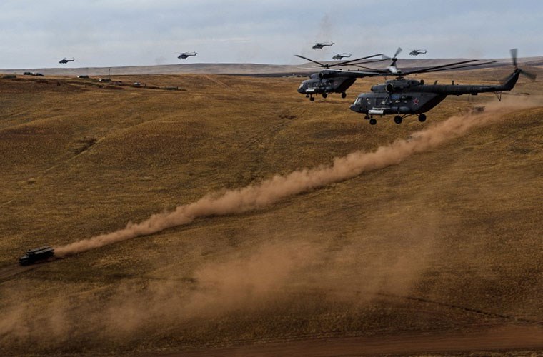 số trực thăng Mi-8 chiếm đa số trong 50 chiếc trực thăng tham gia tập trận
