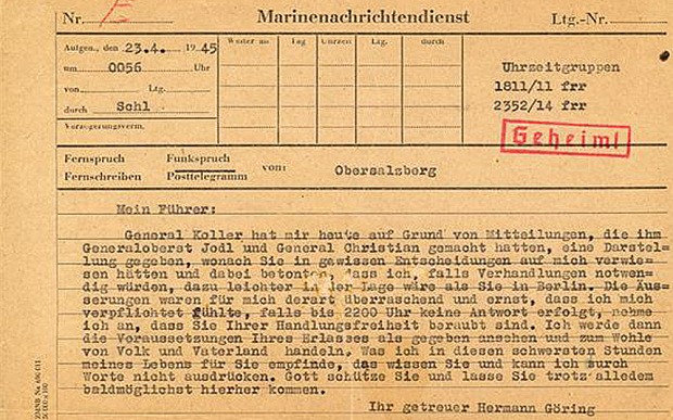Bức điện tín gửi trùm Phát xít Đức Hitler đã được bán đấu giá với giá 55.000 USD